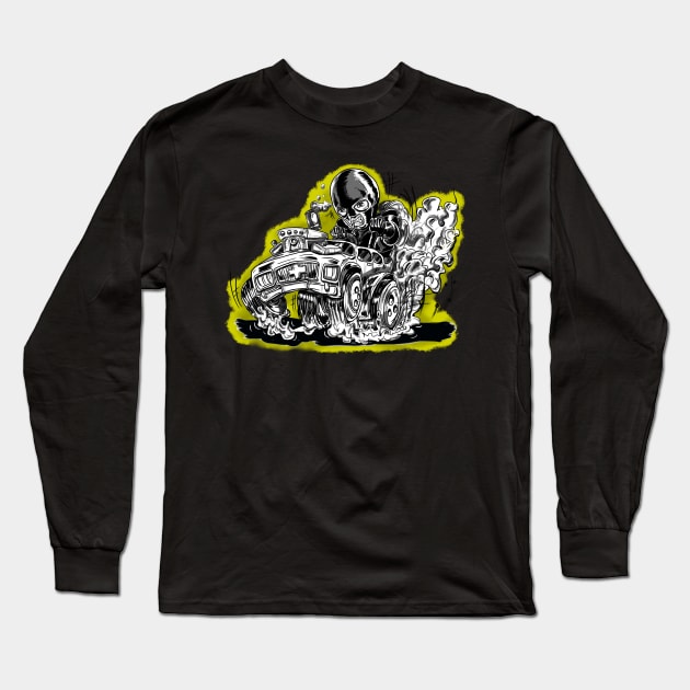 Hard Driving Hot Rodding Masked Man Long Sleeve T-Shirt by silentrob668